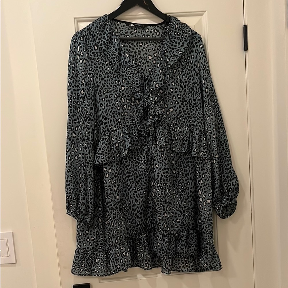 Leopard Print Ruffle Dress